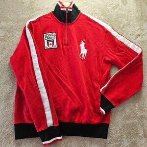 Polo by Ralph Lauren Sweater Quarter Zip Big Pony Olympic Games Canada Mens Sz M